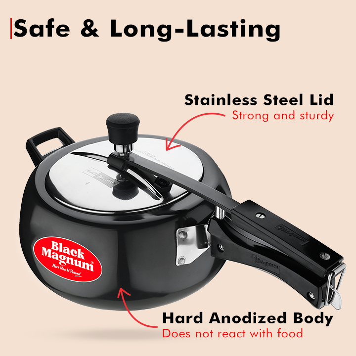 Hard Anodized Handi Pressure Cooker With Stainless Steel Lid