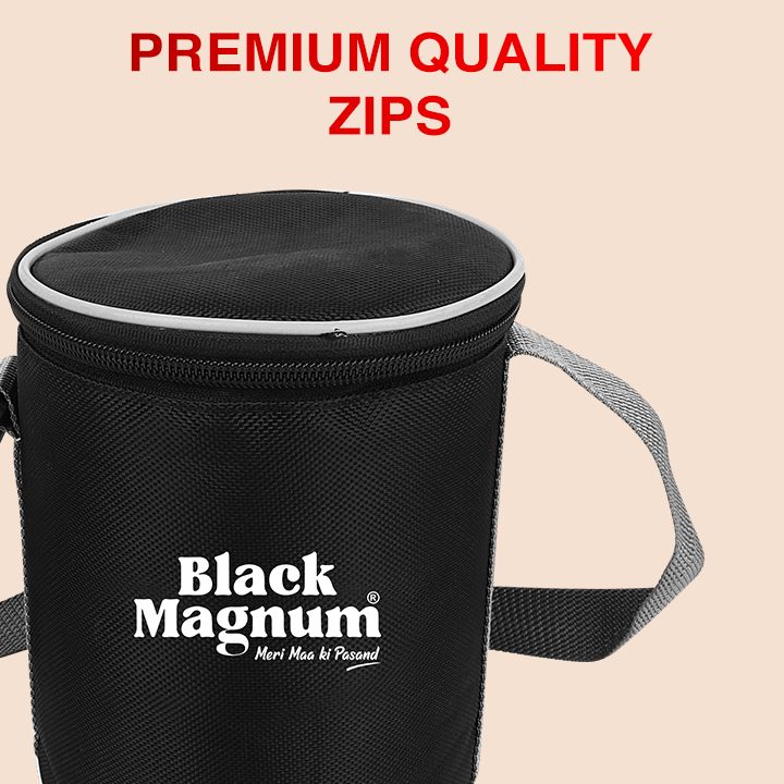 Black Magnum Corporate Stainless Steel Tiffin Box with Bag Set of 3 (1 Pcs 600 ML and 2 Pcs 400 ML), Model No CST-3