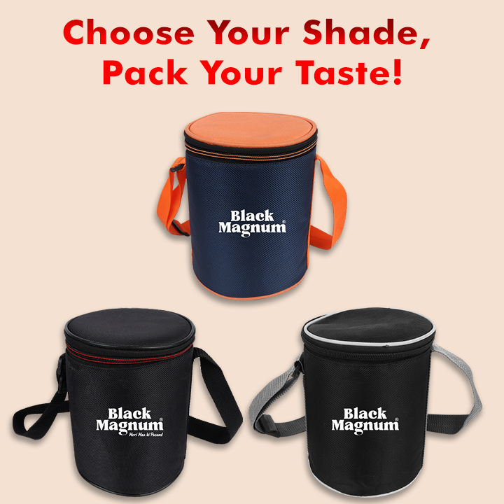 Black Magnum Corporate Stainless Steel Tiffin Box with Bag Set of 3 (1 Pcs 600 ML and 2 Pcs 400 ML), Model No CST-3