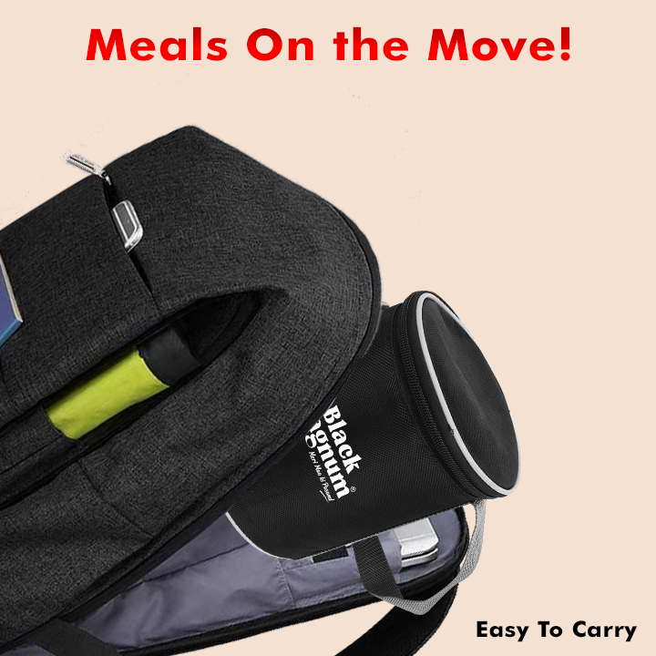 Black Magnum Corporate Stainless Steel Tiffin Box with Bag Set of 3 (1 Pcs 600 ML and 2 Pcs 400 ML), Model No CST-3