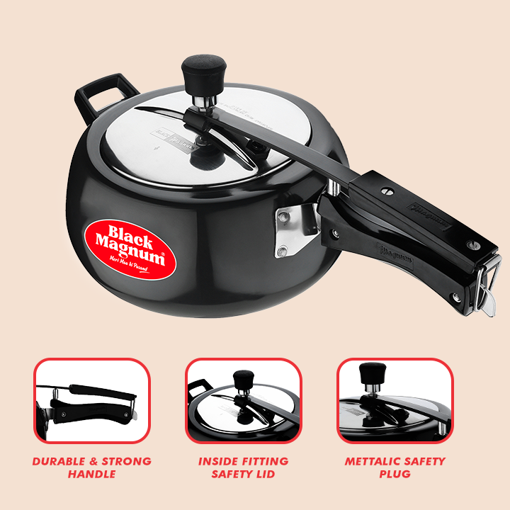 Hard Anodized Handi Pressure Cooker With Stainless Steel Lid